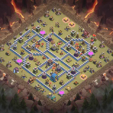 TH12 anti lavaloon war defense base layout #111