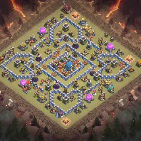 TH12 anti air war defense base layout #132