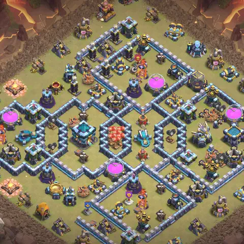TH13 anti lavaloon cwl war base layout #013