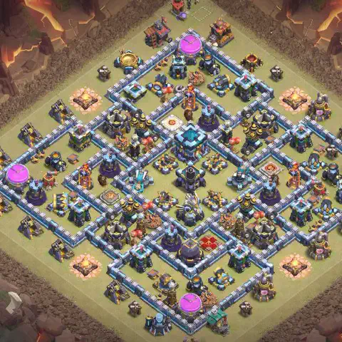 TH13 anti lavaloon war defense base layout #039