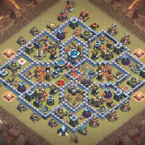 TH13 anti air war defense base layout #042
