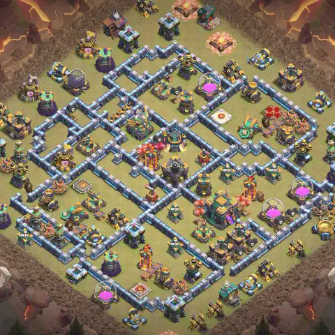 TH14 anti air anti 3-star war base layout #053