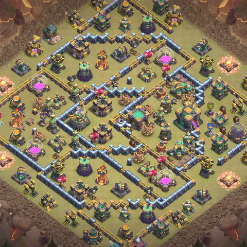 TH14 anti e-drag anti 3-star war base layout #077