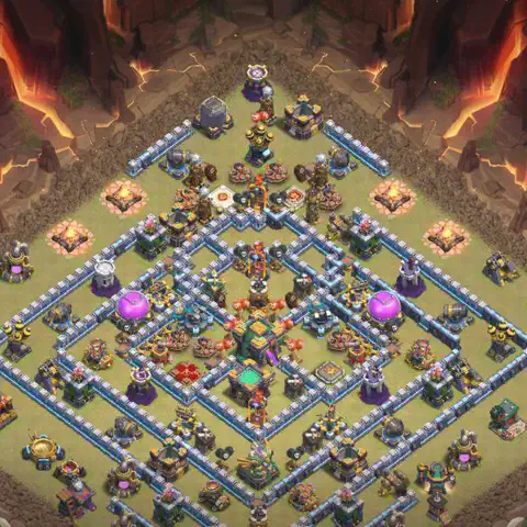 TH14 anti air war defense base layout #015