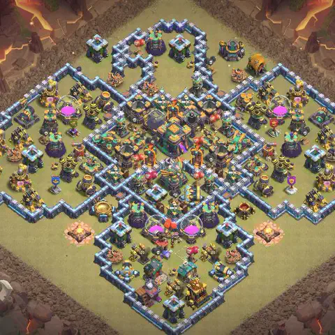 TH14 anti air war defense base layout #060