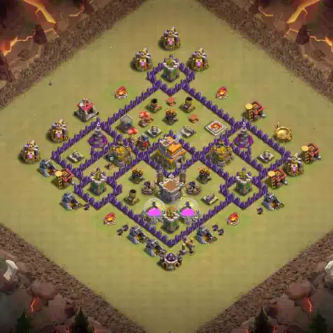 TH7 anti air anti 3-star war base layout #011
