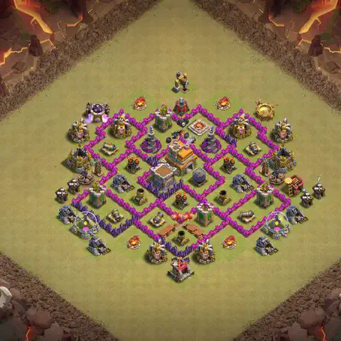 TH7 anti air anti 3-star war base layout #044