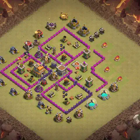 TH7 anti dragon anti 3-star war base layout #050