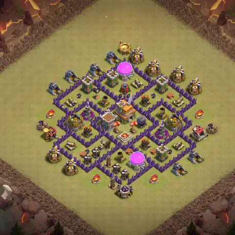 TH7 anti air anti 3-star war base layout #068