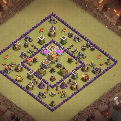 TH7 anti air anti 3-star war base layout #077
