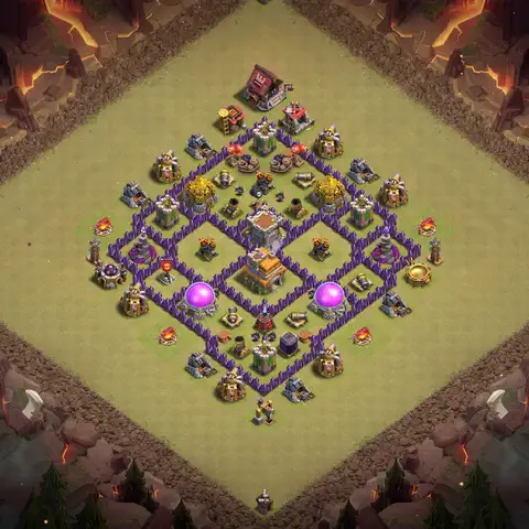 TH7 anti dragon anti 3-star war base layout #083