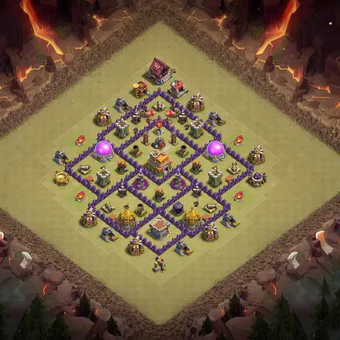 TH7 anti air anti 3-star war base layout #086