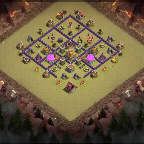 TH7 anti dragon anti 3-star war base layout #092
