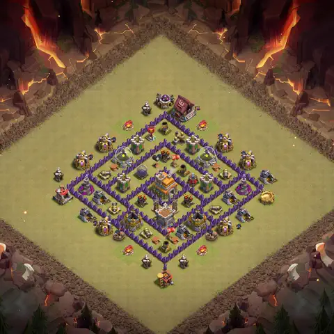 TH7 anti air anti 3-star war base layout #095