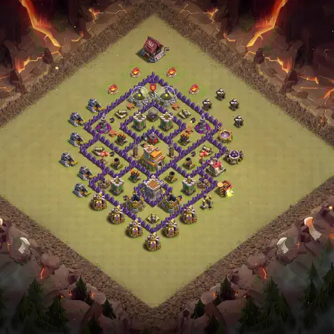 TH7 anti dragon anti 3-star war base layout #155