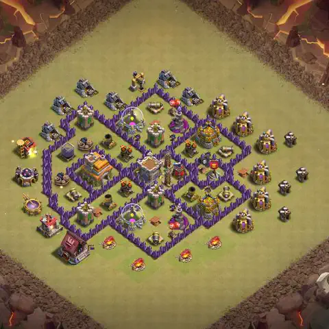 TH7 anti dragon anti 3-star war base layout #197