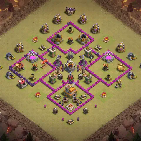 TH7 anti dragon cwl war base layout #055