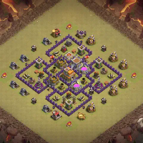 TH7 anti dragon cwl war base layout #073