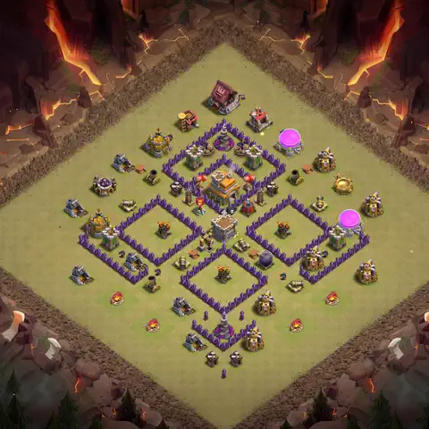 TH7 anti dragon cwl war base layout #091