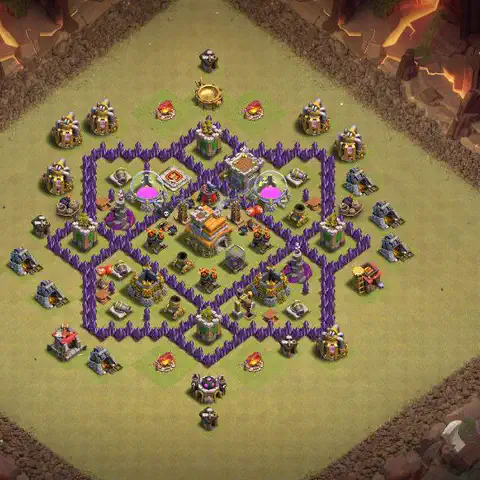 TH7 anti air war defense base layout #018