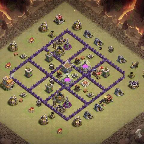 TH7 anti air war defense base layout #021