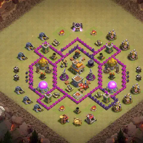 TH7 anti dragon war defense base layout #039