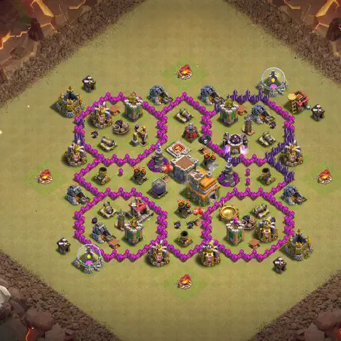 TH7 anti air war defense base layout #045
