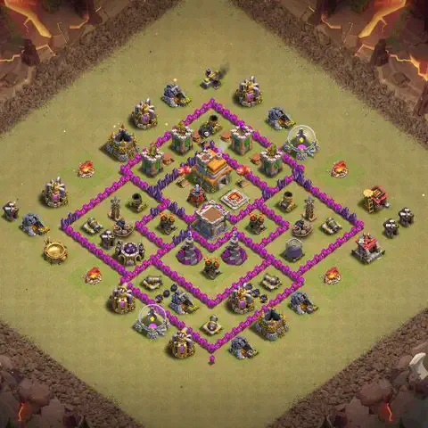 TH7 anti dragon war defense base layout #048
