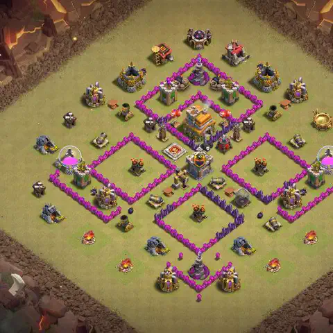 TH7 anti air war defense base layout #054
