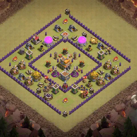 TH7 anti air war defense base layout #078