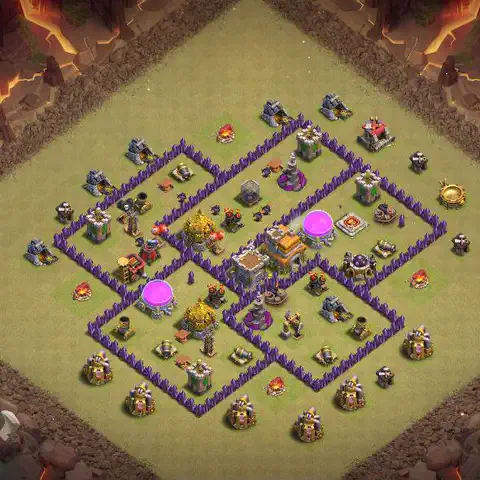 TH7 anti air war defense base layout #081