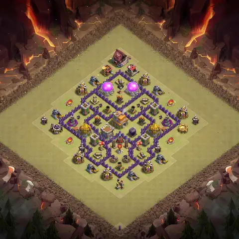 TH7 anti air war defense base layout #087