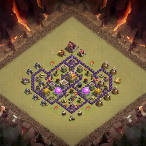 TH7 anti air war defense base layout #090
