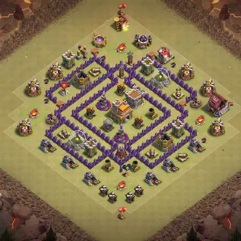 TH7 anti air war defense base layout #144