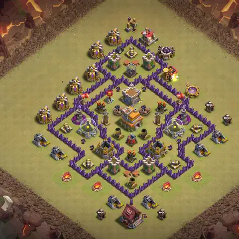TH7 anti air war defense base layout #153