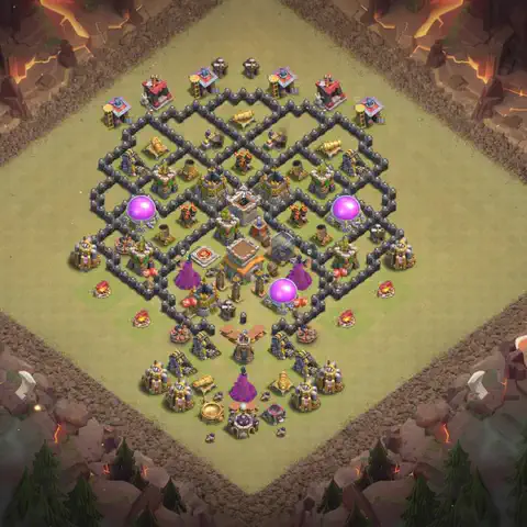 TH8 anti air anti 3-star war base layout #020