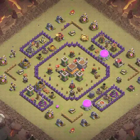 TH8 anti air anti 3-star war base layout #044