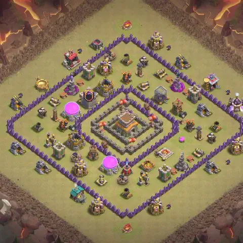 TH8 anti air anti 3-star war base layout #053