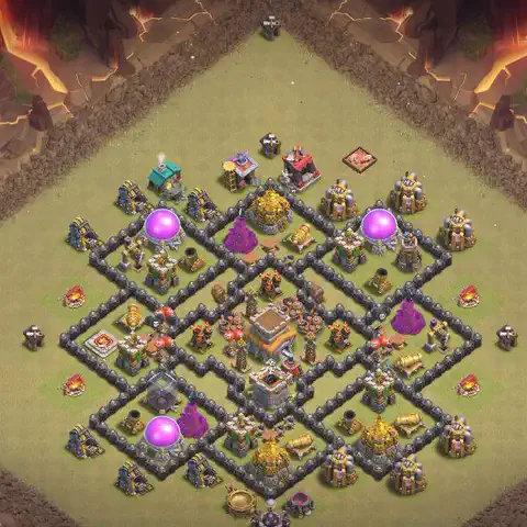 TH8 anti air anti 3-star war base layout #062