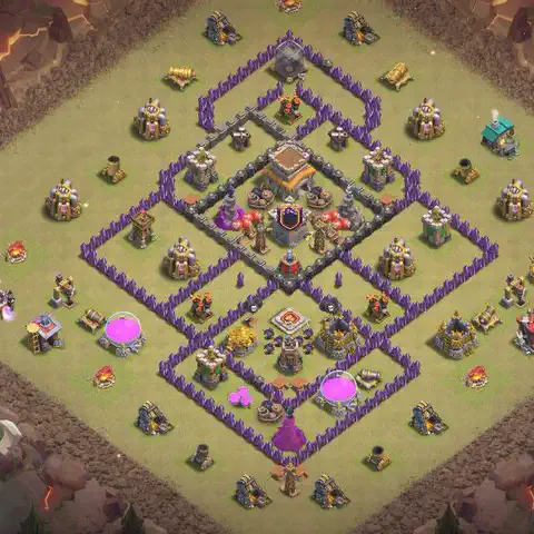 TH8 anti air anti 3-star war base layout #068