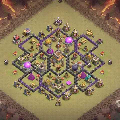 TH8 anti air anti 3-star war base layout #071