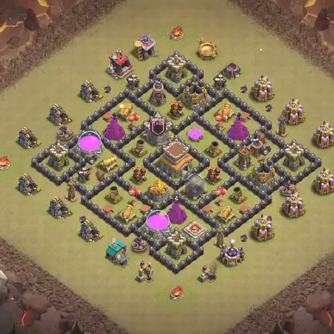 TH8 anti dragon anti 3-star war base layout #074