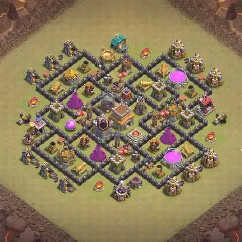 TH8 anti air anti 3-star war base layout #077
