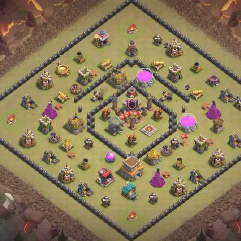 TH8 anti air anti 3-star war base layout #080