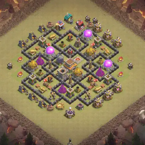 TH8 anti air anti 3-star war base layout #086
