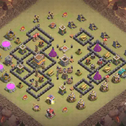 TH8 anti dragon anti 3-star war base layout #098