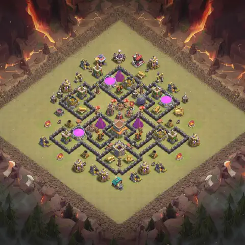 TH8 anti dragon anti 3-star war base layout #104