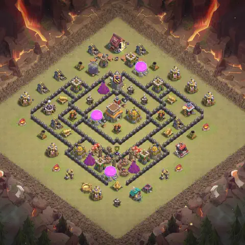 TH8 anti air anti 3-star war base layout #107