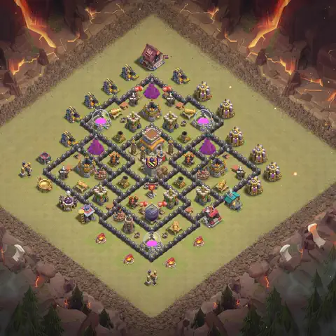 TH8 anti dragon anti 3-star war base layout #122