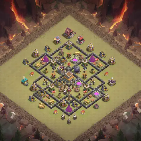 TH8 anti air anti 3-star war base layout #125